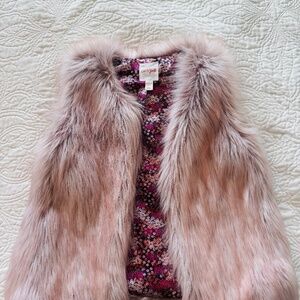 Girls shimmery pink faux fur vest